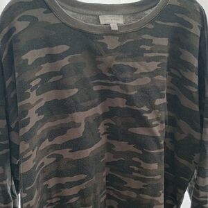 Lucky Brand Olive Camouflage Crewneck